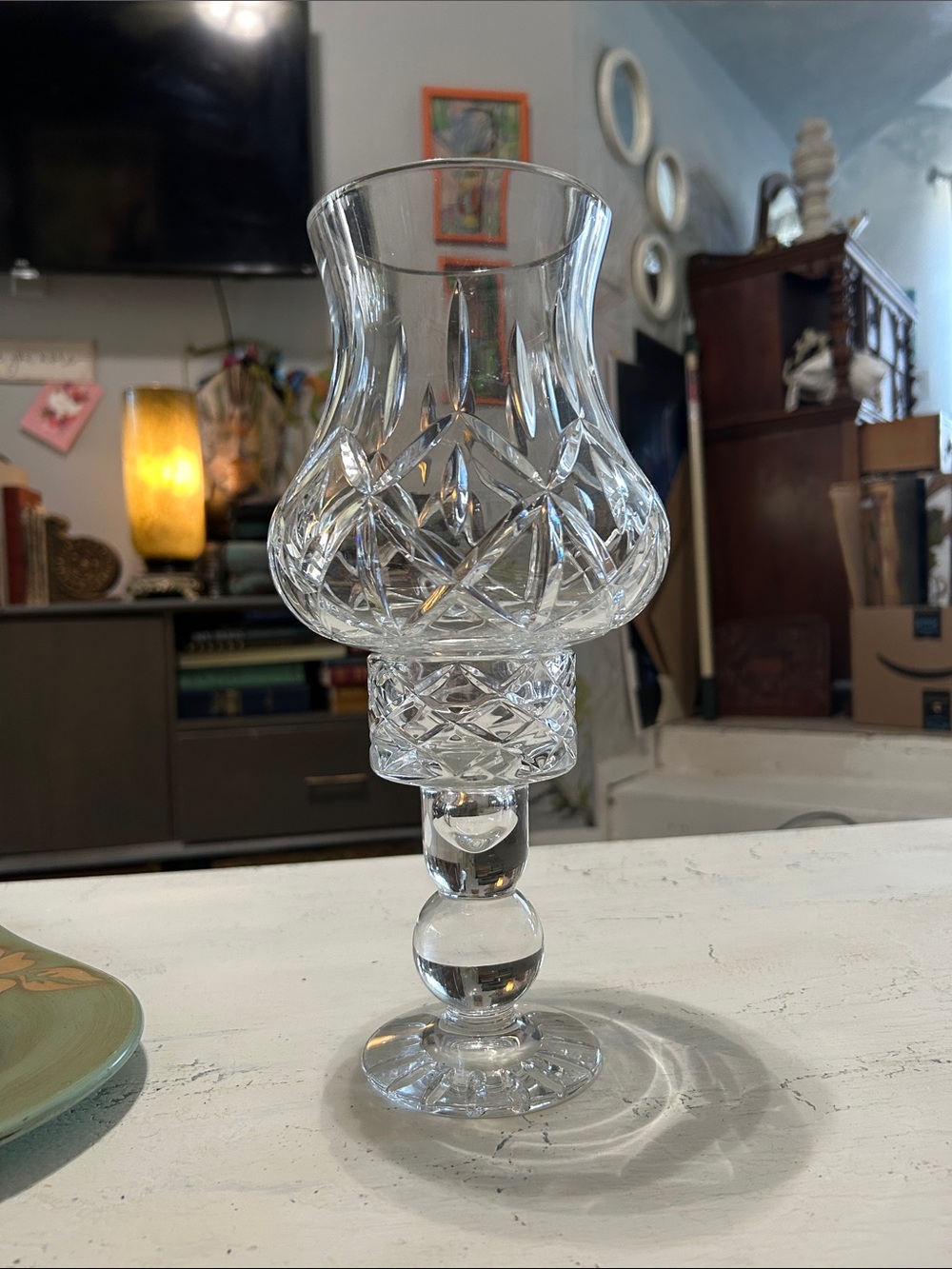 Cut Crystal Hurricane Candleholder
